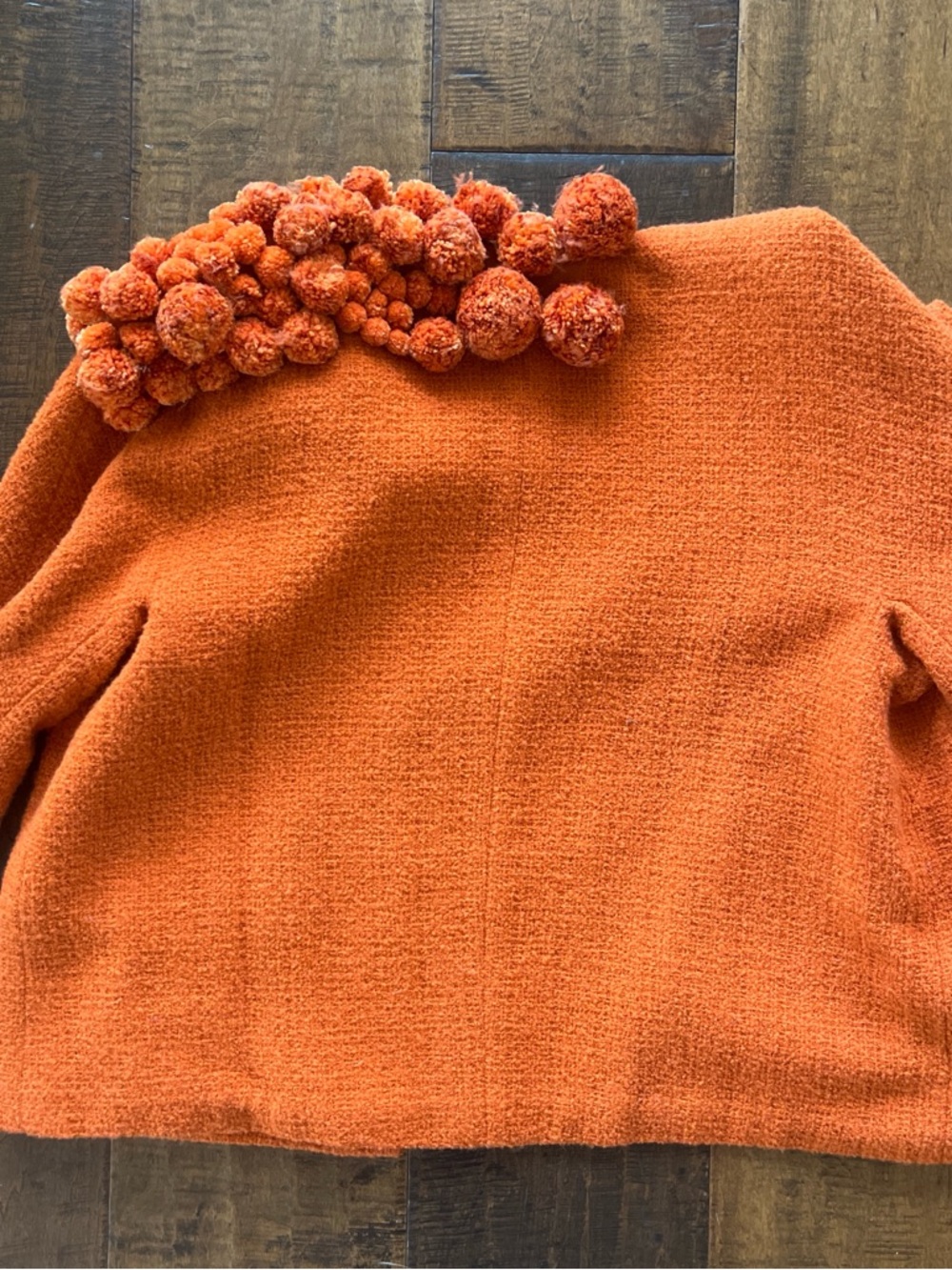Vintage Vera Wang burnt orange wool boucle jacket with pom poms sz 10 - Picture 5 of 5